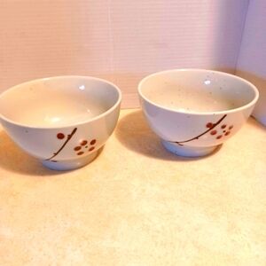 New Sakura Blossom Heavyweight Ceramic Footed Bowls painted by hand